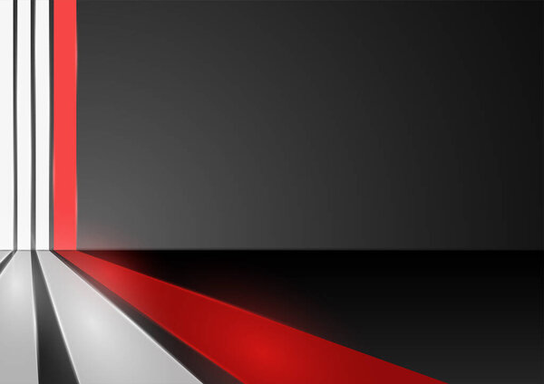 Abstract black background with light and red stripes