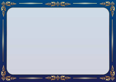 Soyut vektör altın ve mavi arkaplan çerçevesi