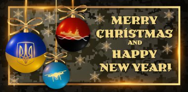 Ukrayna Ordusu 'nun Noel kartı ve vatanseverlik madalyaları.