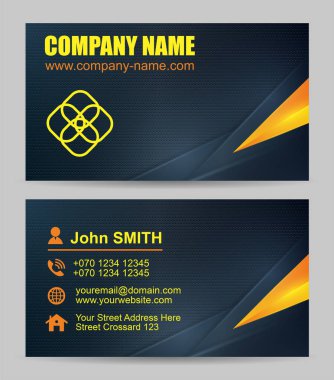 Vector abstract blue and yellow business card template clipart