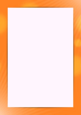 Turuncu arkaplandaki beyaz vektör çerçevesi ışınlar ve röflelerle