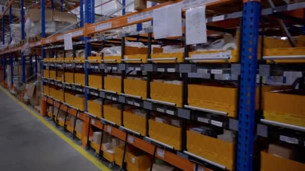 中間倉庫での製品 産業用室内収納室 高品質4K映像 — ストック動画