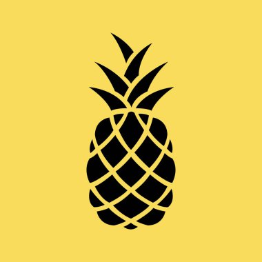 Sarı siyah ananas vektörüne izole edilmiş ananas silueti simgesi. Tazelik tatlı sanat vektör tasarımı.