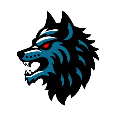 Wolf Head Logo İllüstrasyonu. Kurt başlı maskot logosu tasarlama vektörü izole edilmiş.