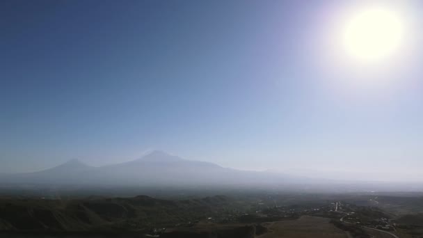 Zicht Mount Ararat Armenia Drone Landschap Van Bovenaf Hoge Kwaliteit — Stockvideo