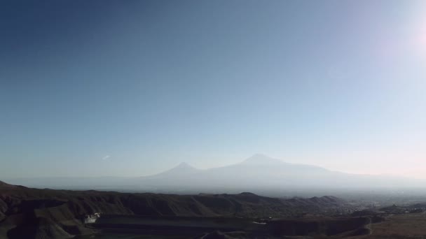 Пейзаж Беспилотника Арарат Армения Сверху Высококачественные Кадры — стоковое видео
