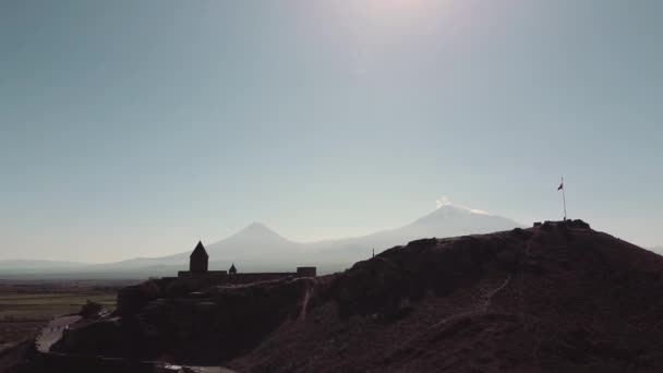 Khor Virap Yerevan Drone View Khor Virap Mount Ararat Background — Stok Video