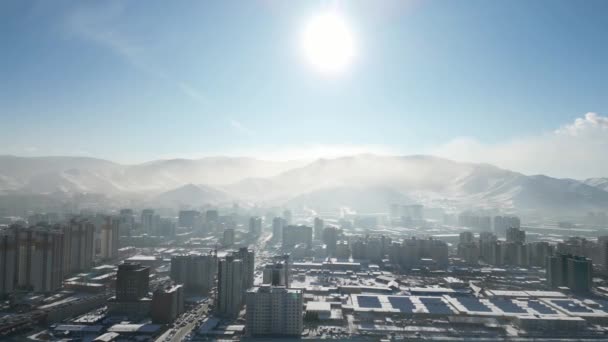 Flyg Runt Utsikt Över Centrum Ulaanbaatar Stad Huvudstad Mongoliet Hög — Stockvideo