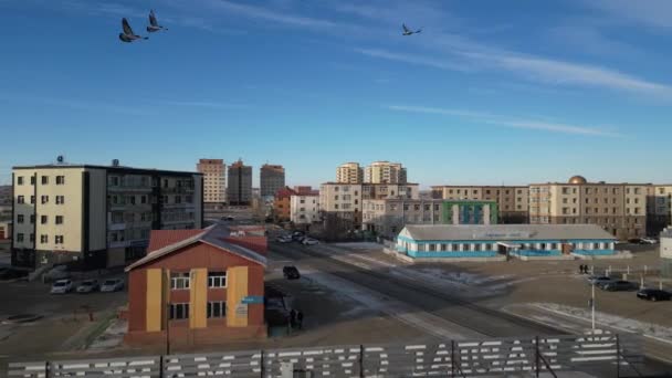Ulán Bator Mongolia 2022 Diciembre Imágenes Drones Del Suburbio Ulán — Vídeo de stock