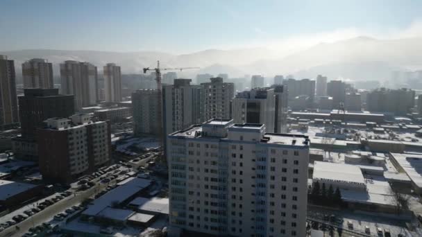 Aerial View Center Ulaanbaatar City Capital Mongolia High Quality Panorama — Stock Video