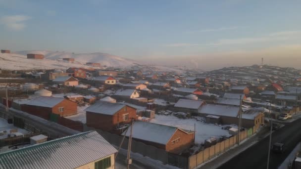 Ulán Bator Mongolia 2022 Diciembre Imágenes Drones Del Suburbio Ulán — Vídeos de Stock