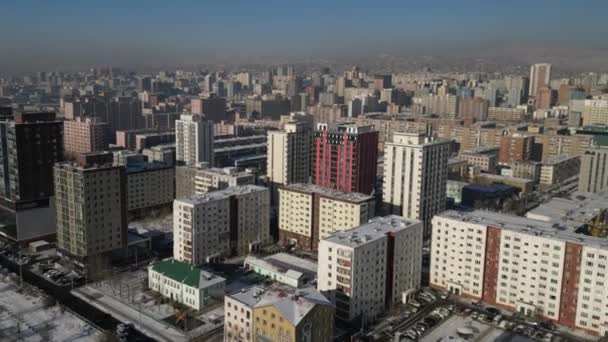 Vista Aérea Alrededor Del Centro Ciudad Ulan Bator Capital Mongolia — Vídeo de stock