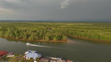 İnsansız hava aracı, Tayland 'da dolambaçlı su yollarının yer aldığı canlı ve çarpıcı bir mangrov manzarası yakalar.