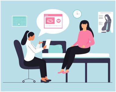 Doktor ve hamile kadının kürtaj danışma vektörü