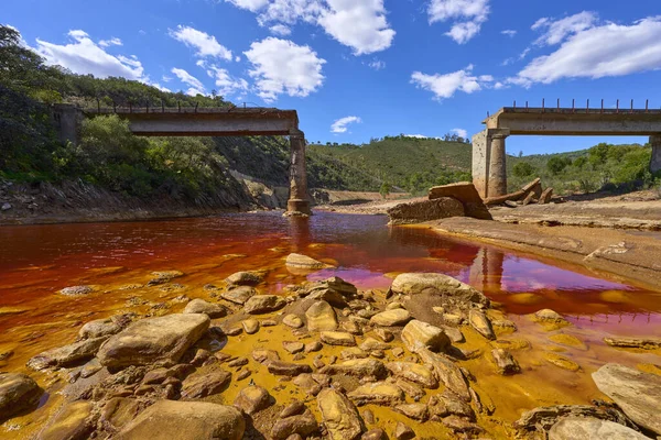 Peisaj Roșu Rio Tinto Spania Apa Roșie Profundă Naturală Provincia — Fotografie, imagine de stoc