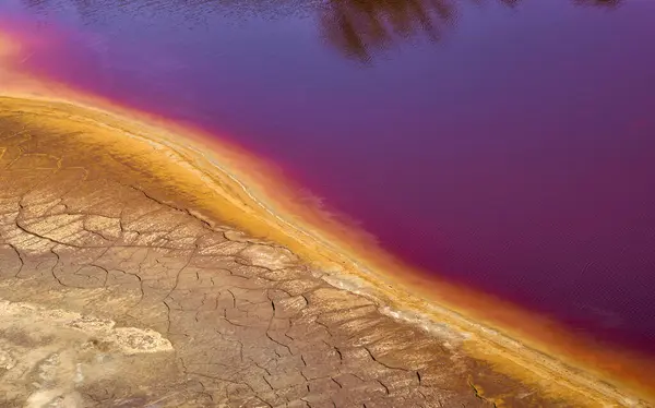 Natural Textures Sulfuric Deep Red Water Rio Tinto River Province — Stock Photo, Image