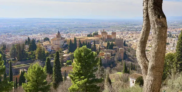 Vista Panorámica Ciudad Granada Con Patrimonio Humanidad Alhambra Distrito Albaycin —  Fotos de Stock