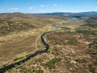 aerial view of the highland landscape in  the Cairn Gorm National Park in Scotland, UK