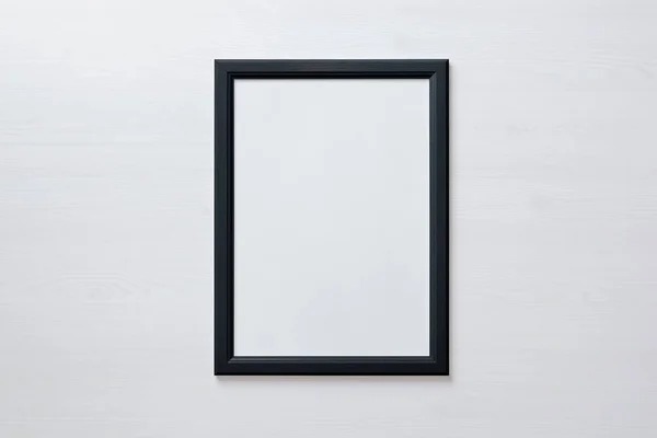 Fekete Képkeret Fehér Falon Üres Kép Művészet Festészet Fotó Lóg — Stock Fotó
