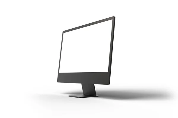 Черный Дисплей Компьютера Белом Фоне Тенью Изолированный Экран Продвижения Дизайна — стоковое фото