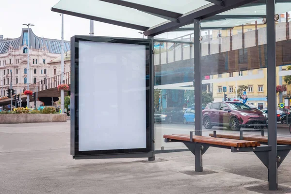 White space at the bus stop for posting promotional posters. Ideal for showcasing advertisements