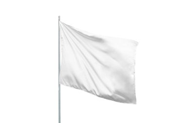 Rüzgarda izole edilmiş beyaz bayrak, ulusal bayrak ya da tasarım sunumları ve temiz, boş yüzeyi olan reklamlar için mükemmel.
