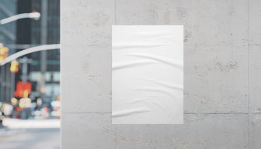 Köşe başında sokak manzaralı beyaz bir poster. Reklam, tasarım promosyonu ve yaratıcı poster modeli için mükemmel.