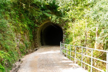Çevresi yeşilliklerle çevrili eski bir tünel, şimdi manzaralı bir bisiklet ve yürüyüş yolunun bir parçası.