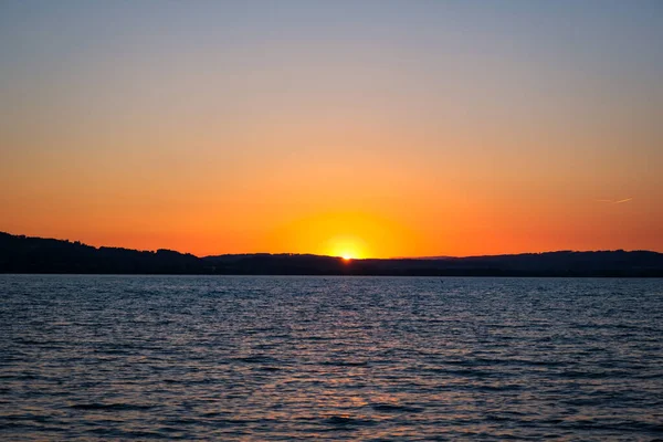 stock image Beautiful sunset over the lake - Sempach, Switzerland