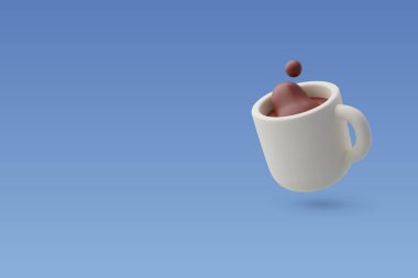 3d vektör kahve fincanı. Yemek, çay, konsept kahve..