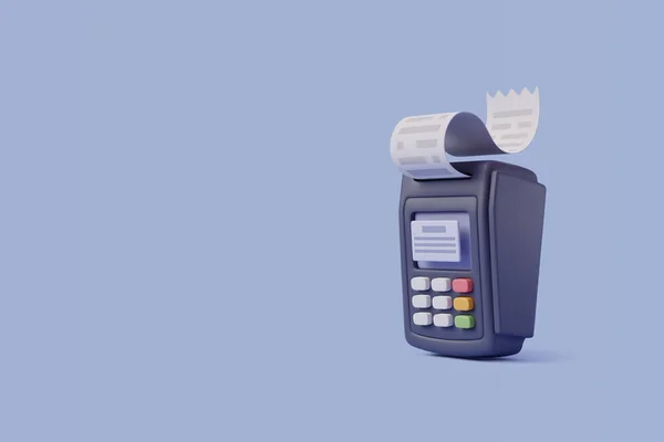 带票据收据 3D付款机 付款处理概念的无接触式加勒比终端银行付款的矢量说明 — 图库矢量图片