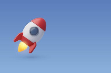 3d Vektör Roket Yükselmesi, Bilim, Girişim, Uzay, İş Konsepti.