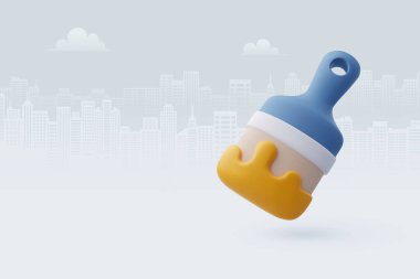 3D Gerçekçi Boya Fırçası ikonunun Vektör İllüstrasyonu izole edildi. Eğitim Konsepti.