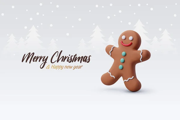 Vetor Homem Gengibre Biscoito Natal Feliz Conceito Saudação Ano Novo — Vetor de Stock