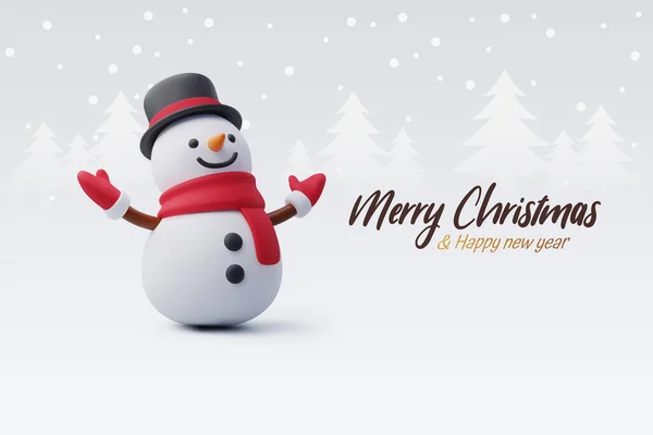 Векторный Симпатичный Снеговик Рождественский Снеговик Новогодняя Концепция Поздравления — стоковый вектор