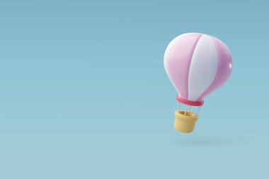 3d Vector Hot Air Balloon, Anniversary, Valentine's Day Concept. 