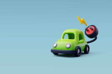 3d Vector Electric Car Charging, Green Energy, Clean Energy, Environmental Alternative Energy Concept. 
