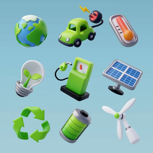 Vector Green Energy Icon Set Green Energy Clean Energy Environmental — Stok Vektör