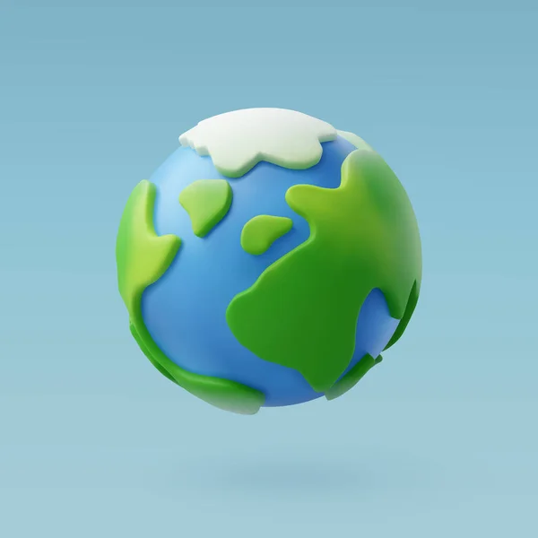 3Dベクトル緑の惑星地球 地球の日 環境の日 生態学の概念 — ストックベクタ