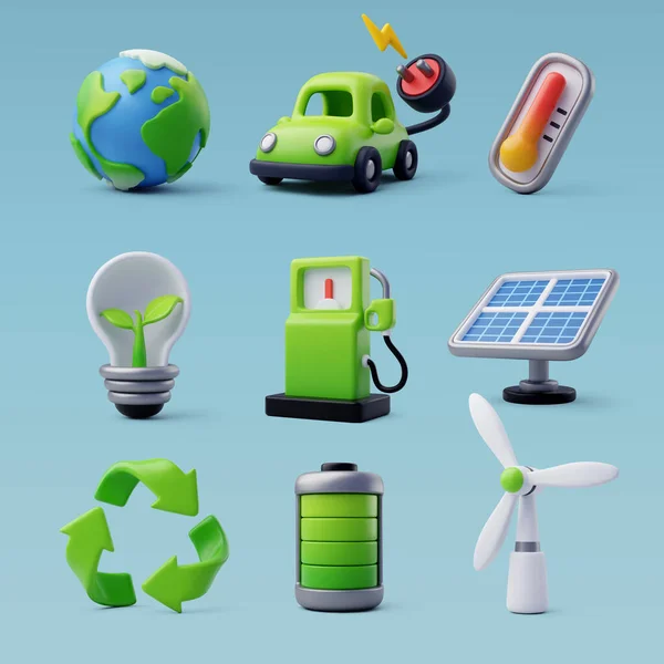 Vector Green Energy Icon Set Green Energy Clean Energy Environmental — Stockový vektor