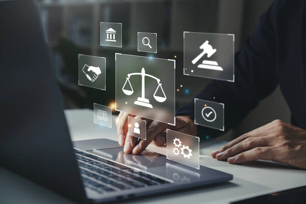 Concepto Negocio Legal Derecho Laboral Abogado Asesoramiento Legal Línea Mano — Foto de Stock