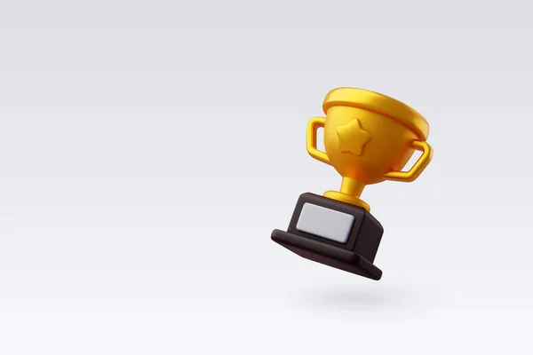 3D矢量金杯与明星 额外品质保证标签 胜利游戏冠军 — 图库矢量图片