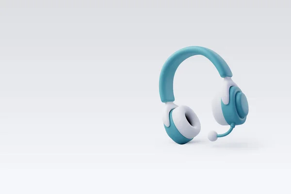 3D矢量蓝色耳机 无线耳机用于听游戏和音乐 游戏概念 — 图库矢量图片