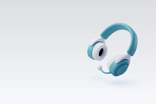 Vector Blue Headphones Wireless Headphones Listening Games Music Game Concept — Stock Vector
