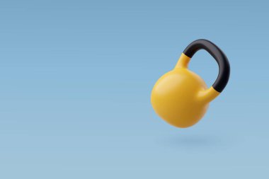 3d Vektör Kettlebell, Spor aletleri, Spor malzemeleri, Spor Zamanı konsepti.