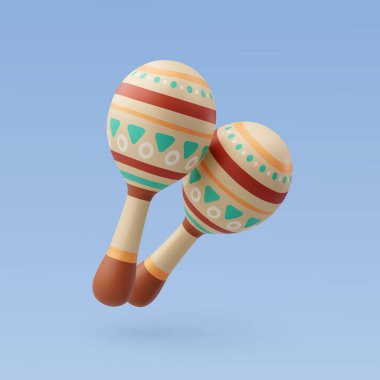 3d Vektör Maracas Geleneksel, Müzik ve Alet Konsepti.