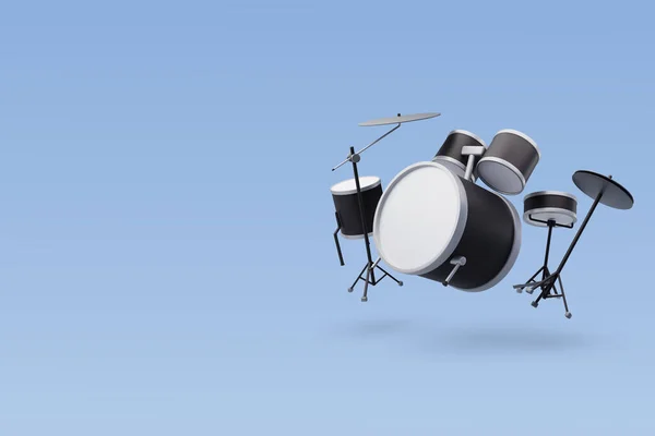 Vector Black Drum Set Music Instrument — 스톡 벡터
