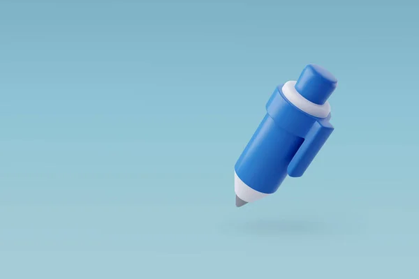 3D向量蓝色钢笔 圆点钢笔 学校和教育图标 返校概念 — 图库矢量图片