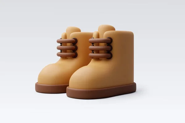 Vector Brown Autumn Boots Hello Autumn Concept — Stock Vector