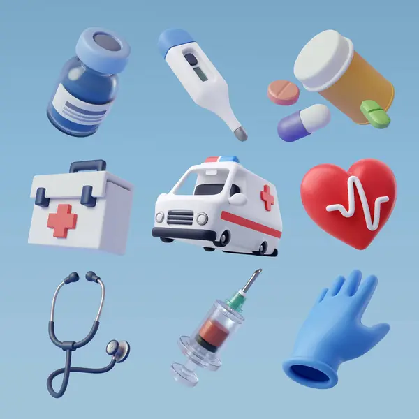 Sammlung Von Gesundheitswesen Und Krankenhaus Icon Notdienst Medizinisches Rettungsdienstkonzept — Stockvektor